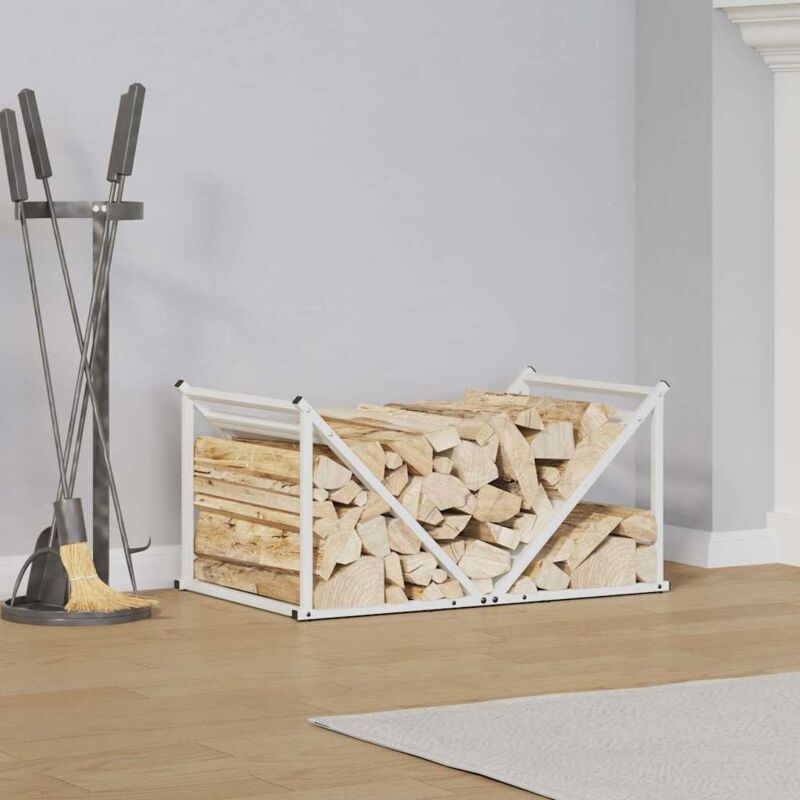 Vidaxl Brennholzregal Weiß 70x43x34, 5 Cm Kaltgewalzter Stahl