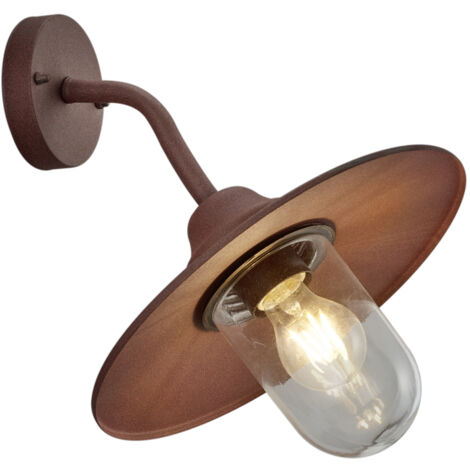 TRIO LIGHTING Brenta outdoor down wall sconce aluminio fundido pintado efecto Óxido con difusor de vidrio transparente ip44 h.35cm 201760124