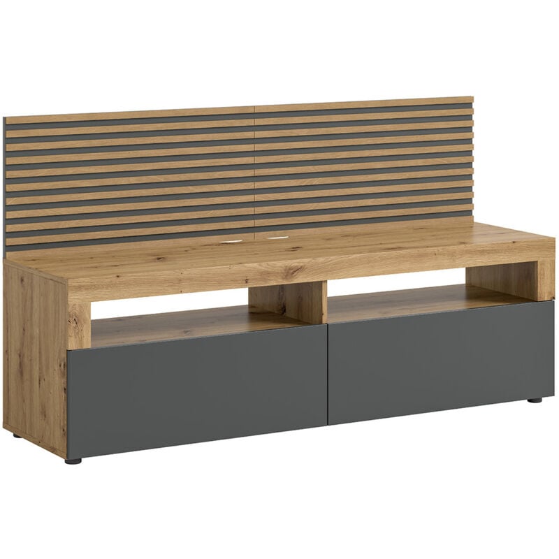 Bestmobilier - Brentford - meuble tv - bois et gris - 160 cm - bois / gris