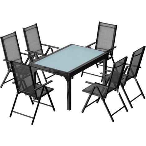 Brescia 6 : Ensemble de jardin en aluminium table extensible + 6 fauteuils en textilène