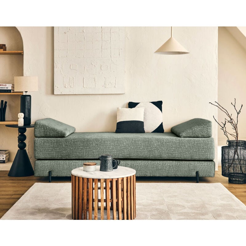 Bestmobilier - Brescia - banquette 3 places convertible en tissu velours relief