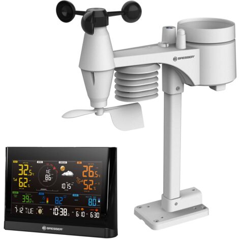 BRESSER -Centrale meteorologica WLAN Comfort con sensore professionale 7 in 1 e moderno display a colori