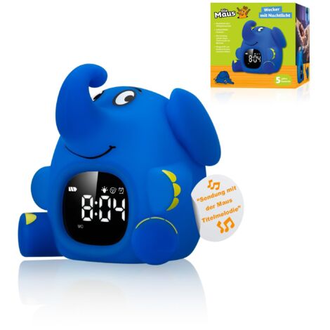 Bresser DieMouse - Wecker mit Nachtlicht für Kinder, 3 Stufen, kindersicheres Silikon, 6-tone de Alarm, USB-C, de Snooze-Funktion