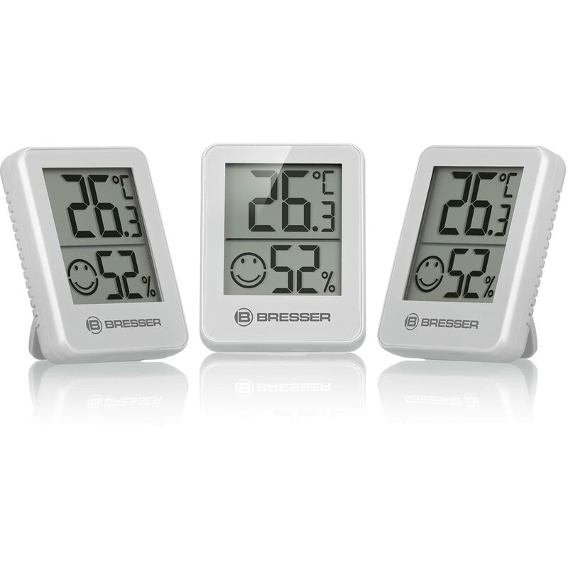 Image of Temeo - Termometro e Igrometro, set composto da 3 indicatori con supporto da tavolo o da montare a parete, con indicatore di livello climatizzazione