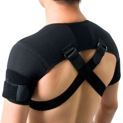 Bretelles doubles sport, noires, L/XL (taille moyenne), 1 bretelle réglable, à pression contrôlée, respirante et protectrice.