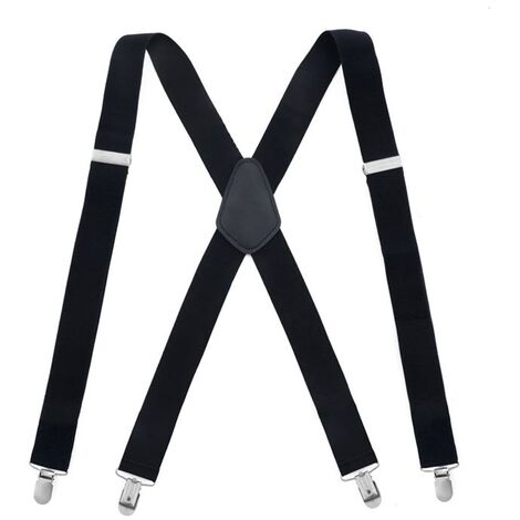Bretelles pour hommes avec de tres fortes 4 clips Heavy Duty X Suspenders style reglable jarretelle 110cm Fontainebleau