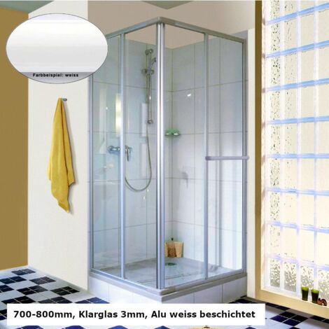 Breuer KRETANA Eck-Duschkabine 4-tlg., 700-800mm, Klarglas, weiss, Made in Germany