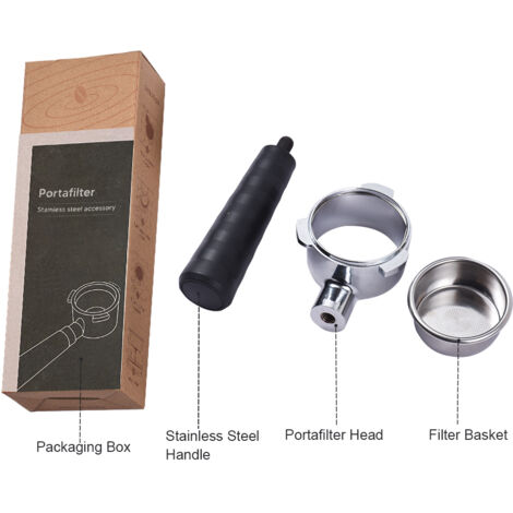 Breville-kompatibler Siebträger mit Filterkorb (54 mm, bodenlos), Edelstahl-Ersatzteilset, Löffel, Bürste, Reinigung