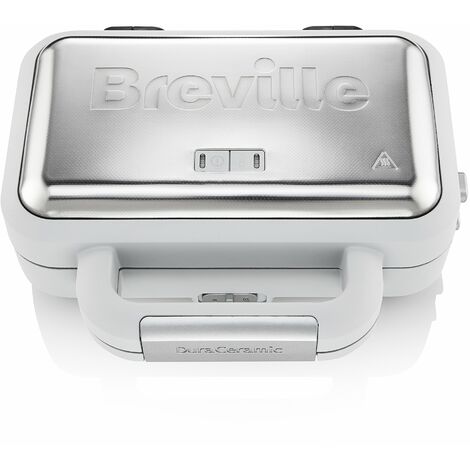 Breville Macchina per sandwich DuraCeramic con piastre profonde  macchina per sandwich per 2 fette a temperatura variabile, bianca [VST070X]
