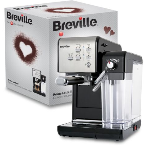 Breville Prima Latte II Espresso, Macchina per latte e cappuccino, Pompa professionale da 15 bar e montalatte, Argento VCF108X