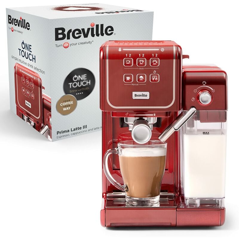 Image of Breville Prima Latte III - Macchina per caffè espresso completamente automatica con montalatte e pompa italiana da 19 bar, compatibile con cuscinetti