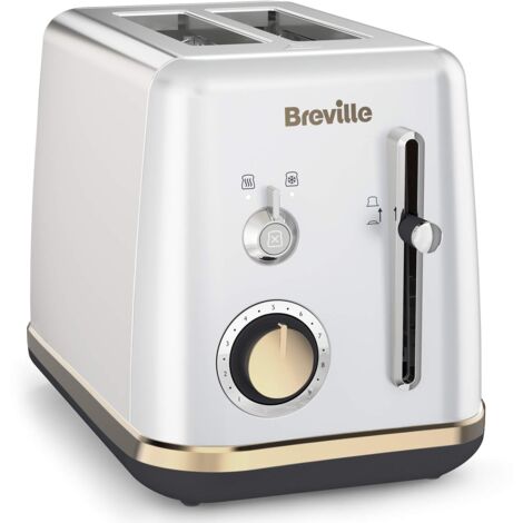 Breville - Tostapane, 2 fette con griglia per pane, collezione Mostra, argento e oro (Moonshine Silver)