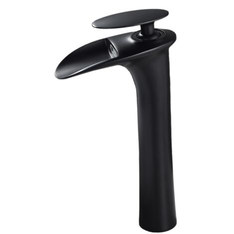 BRIA Robinet mitigeur design bec cascade haut chrome noir