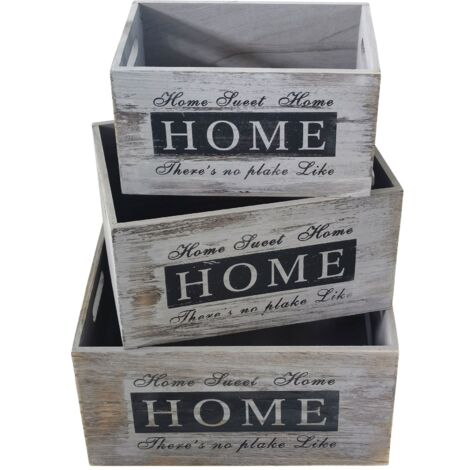 BRIANNA - set di 3 cassette in legno