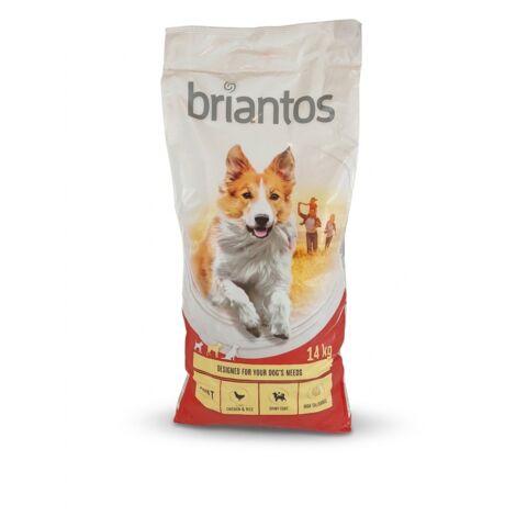 BRIANTOS - Croquettes pour chien adulte - Poulet et Riz - 14 kg - Haute tolérance - Sac sécurisé par ruban adhésif - Voir photos