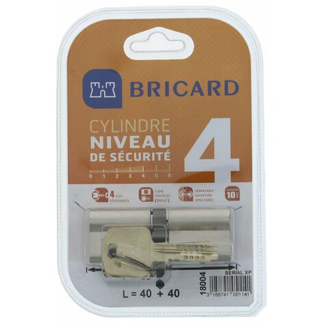 Bricard 18004 Cilindro di serratura doppio ingresso Serial XP 40 + 40 nichelato