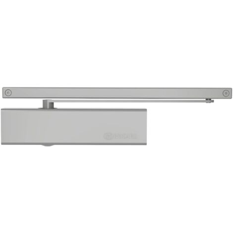 Bricard 6451257 Chiudiporta tecnologia pignone cremagliera eccentrato, forza 1-3 (fino a 60kg), braccio a scorrimento, argento, Force 1 à 3