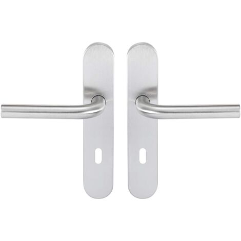 Bricard 666457 - Set di maniglie in acciaio inox su piastra Tempo Pop camera, porta interna con chiave