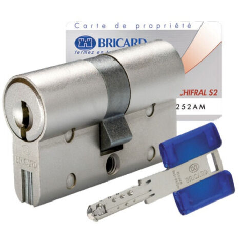 Bricard – Cylindre de serrure double entrée 7530180 CHIFRAL S2 40x40 mm – 3 clés réversibles – Protection anti-crochetage et anti-perçage