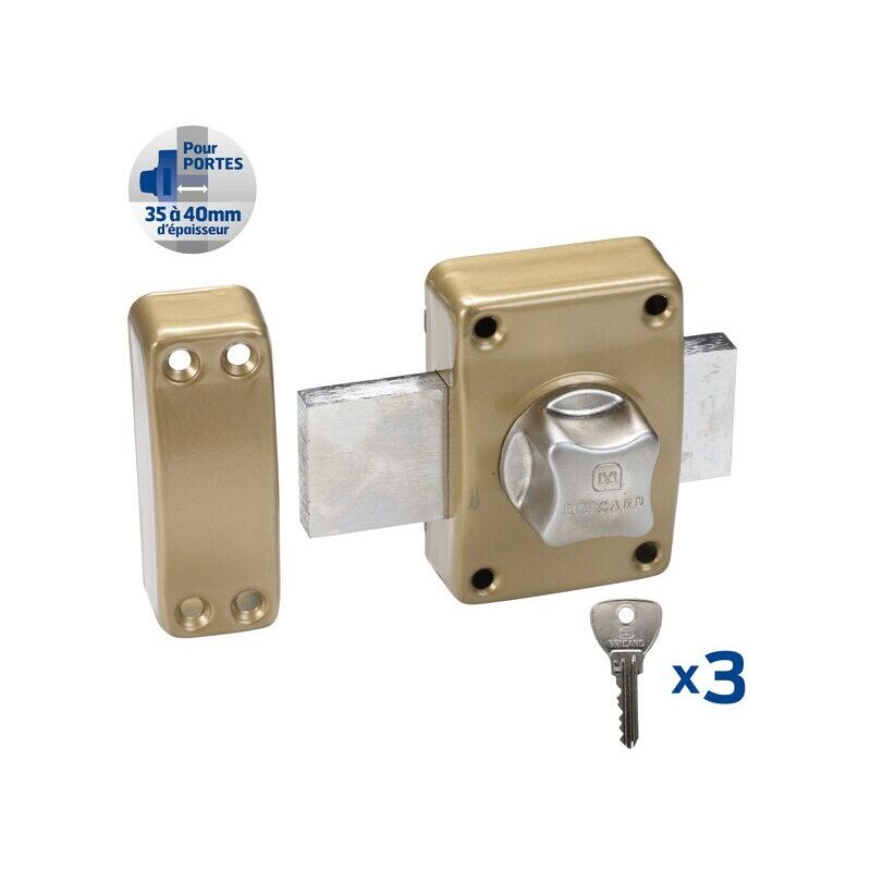 Bricard - Verrou bouton / cylindre, 45 mm Alpha doré