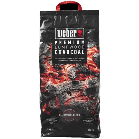 Bricchetti di carbone weber premium lumpwood charcoal da 5kg per barbecue con legno di faggio, carpino, betulla e quercia