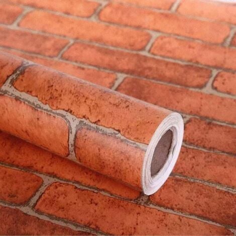 Brick Wallpaper Self Adhesive, Self Adhesive Wallpapers Wallpaper Red Brick Print Stick Paper Easy to Apply Peel and Stick Wallpapers - Red Brick, 45cm x 10m