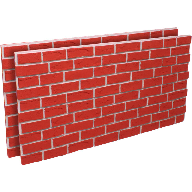 Bricklane - Lot de 2 Panneaux muraux décoratifs 3D 120x60x2 cm pu Effet Brique Rouge