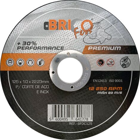 Bricoferr Disque de coupe acier/inox Ø 125 mm – 10 unités