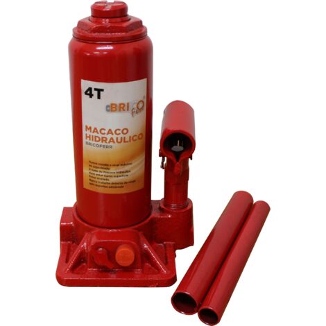 Bricoferr Gato hidráulico tipo botella 4T – Altura ajustable de 195 a 380 mm