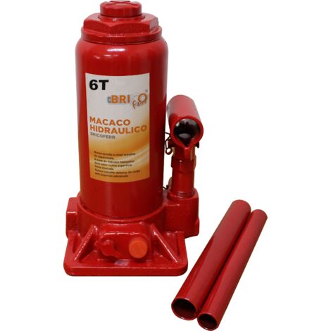 Bricoferr Gato hidráulico tipo botella 6T – Altura ajustable de 197 a 382 mm
