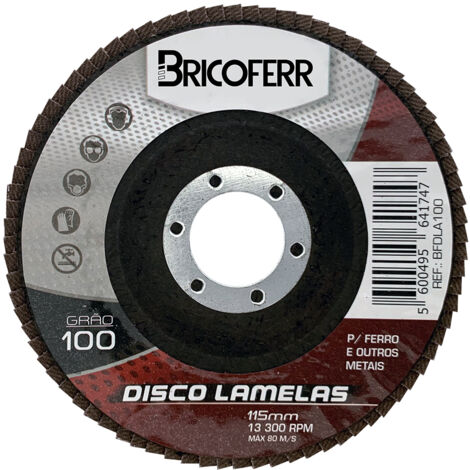 Bricoferr Lot de 10 disques plats à lamelles zirconium Ø 115 mm grain 100