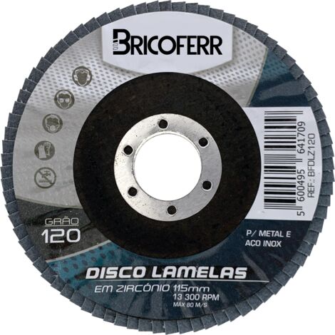 Bricoferr Lot de 10 disques plats à lamelles zirconium Ø 115 mm grain 120