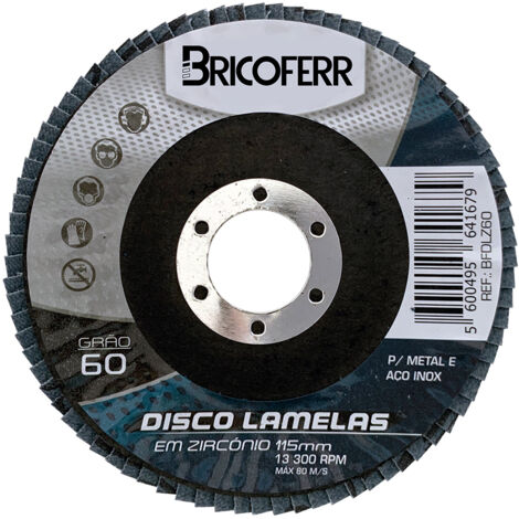 Bricoferr Lot de 10 disques plats à lamelles zirconium Ø 115 mm grain 60