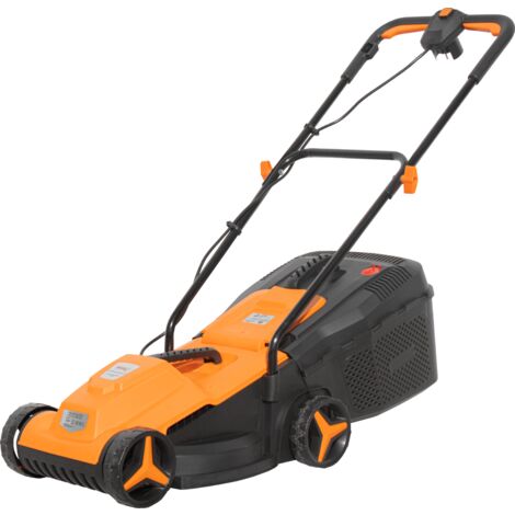 Bricoferrr Cortacésped Eléctrico  - 1000W, Ancho de Corte 32cm y Altura Ajustable