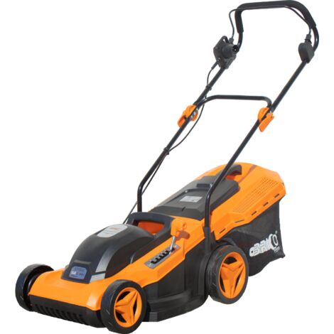 Bricoferrr Cortacésped Eléctrico - 1600W, Ancho de Corte 38 cm, Altura Regulable
