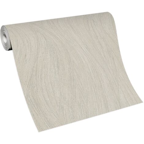 BRICOFLOR Papier Peint à rayures beige  Tapisserie trompe l'oeil pour salon, salle de bain & plus  Papier Peint intissé rayé beige