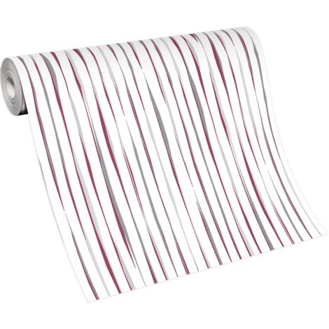 BRICOFLOR Papier Peint à rayures pourpre  Papier Peint bande verticale violet pour chambre, salon & plus  Tapisserie intissée violette