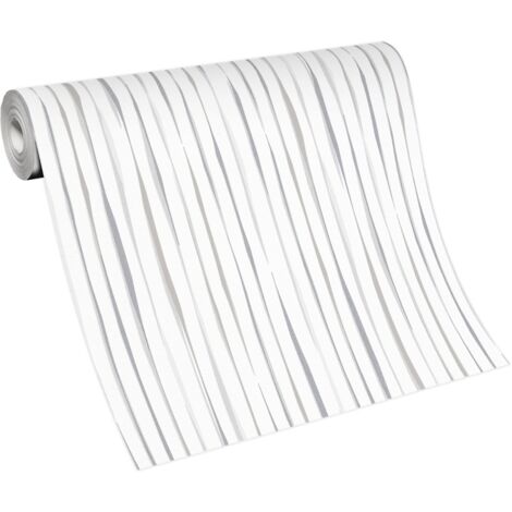 BRICOFLOR Papier Peint bande verticale gris clair et blanc  Tapisserie intissée pour couloir, chambre & plus  Papier peint à rayures