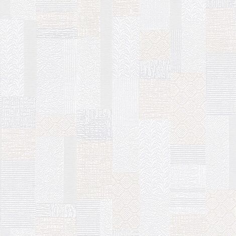 BRICOFLOR Papier Peint crème, gris clair et blanc  Papier peint intissé pour salon, couloir & plus  Tapisserie moderne texturée
