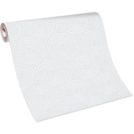 BRICOFLOR Papier Peint design gris et blanc  Tapisserie intissée pour chambre, salon & plus  Papier Peint graphique motif cercle