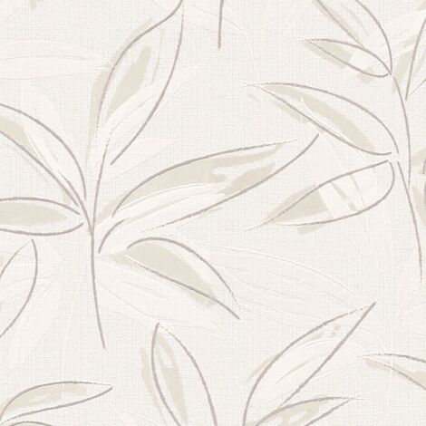BRICOFLOR Papier Peint feuillage beige et blanc  Papier Peint intissé beige pour chambre  Tapisserie feuille beige pour cuisine, salon & plus