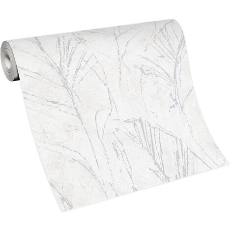 BRICOFLOR Papier Peint feuillage gris clair ppur bureau  Tapisserie intissée feuille  Papier Peint feuille et palmier gris clair pour salon