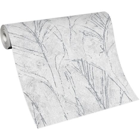 BRICOFLOR Papier Peint feuille et palmier gris et blanc  Papier Peint intissé gris  Tapisserie feuillage gris pour salon, cuisine & plus