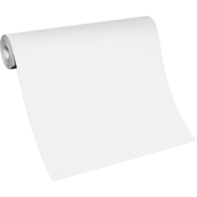 Bricoflor Papier Peint gaufré blanc Papier Peint uni blanc pour couloir, salle de bain & plus Tapisserie intissée blanche pour salon