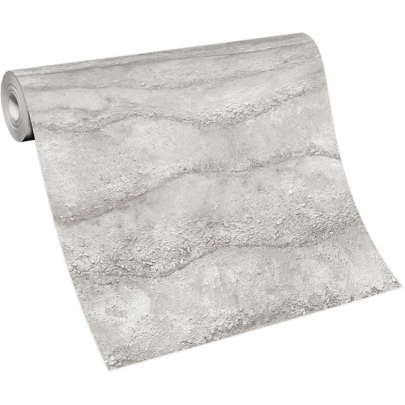 BRICOFLOR Papier Peint gris clair imitation pierre Tapisserie intissée pour bureau, salon & plus Papier Peint trompe l'oeil gris