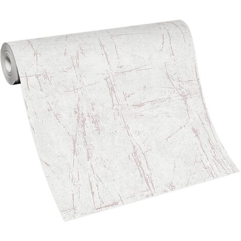 BRICOFLOR Papier Peint imitation béton rose et blanc  Tapisserie intissée pour salon, chambre & plus  Papier Peint trompe l'oeil rose