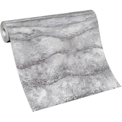 BRICOFLOR Papier Peint imitation brique et pierre gris et blanc  Papier Peint trompe l'oeil  Tapisserie intissée effet pierre et brique