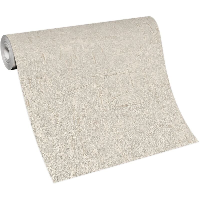 Bricoflor Papier Peint imitation béton beige Tapisserie intissé beige pour chambre, salon & plus Papier Peint trompe l'oeil beige
