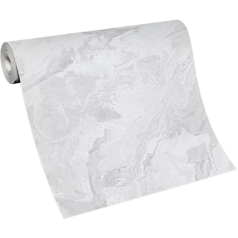 Bricoflor Papier Peint imitation marbre cème Tapisserie intissée crème pour chambre, cuisine & plus Papier Peint design effet marbre