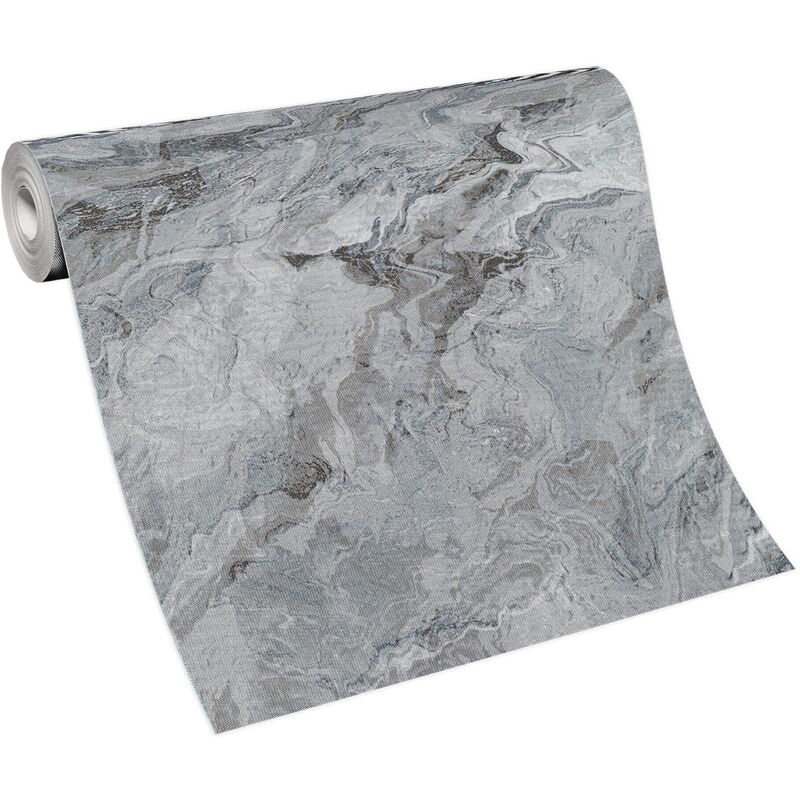 Bricoflor Papier Peint imitation marbre gris Tapisserie design effet marbre gris Papier Peint intissé pour cuisine, salon & plus